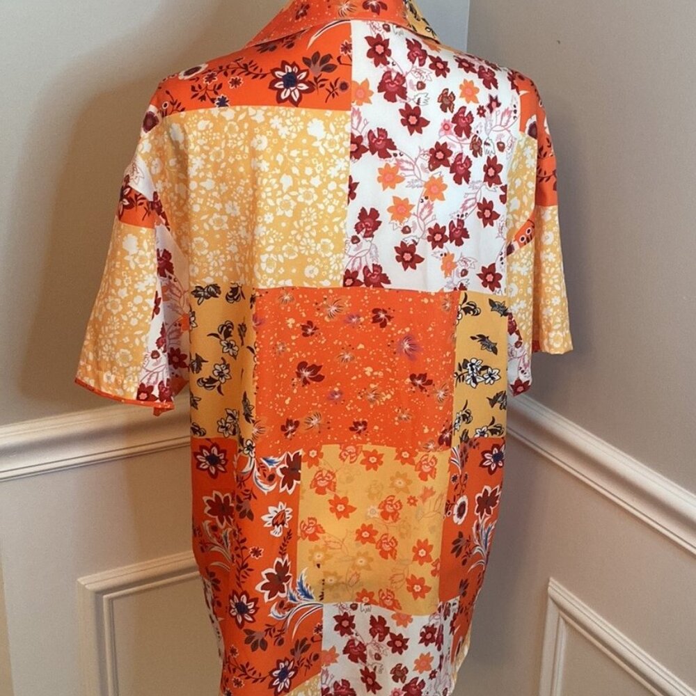 Floral Patchwork Button Down Shirt Size Medium Fa… - image 3